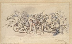 Start des Rennens der Barberi-Pferde, Rom von Jean Baptiste Carpeaux