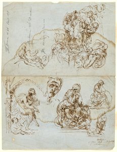 Unvollendeter Brief mit Studien für die Ugolino-Gruppe