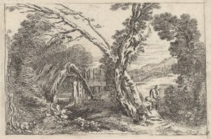Mann und Frau beim Graben, Platte aus "Ein neues Buch der Landschaften", 1637 von Jean Baptiste Claude Chatelain