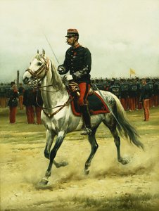 Ein Kavallerieoffizier passiert Truppen von Jean Baptiste Edouard Detaille