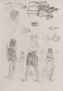 Blatt mit Skizzen Feuille de Croquis, 1868 von Jean Baptiste Edouard Detaille