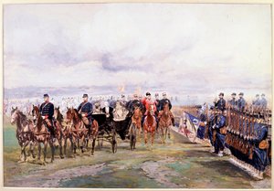Zar Nikolaus inspiziert die Truppen mit Felix Faure in Chalon-sur-Marne während seines Besuchs in Frankreich, 9. Oktober von Jean Baptiste Edouard Detaille