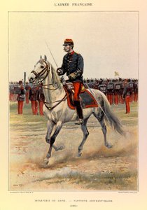 Typen und Uniformen der französischen Armee von Hauptmann Jules Richard, illustriert von Edouard Detaille: Linieninfanterie: Hauptmann und Unteroffizier 1885, Private Sammlung von Jean Baptiste Edouard Detaille
