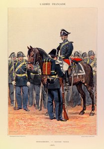 Typen und Uniformen der französischen Armee von Hauptmann Jules Richard, illustriert von Edouard Detaille: Gendarmerie in großer Uniform 1887, Teilweise Sammlung