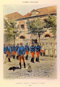 Typen und Uniformen der französischen Armee von Hauptmann Jules Richard, illustriert von Edouard Detaille: Jäger zu Pferd; Parade 1886 von Jean Baptiste Edouard Detaille