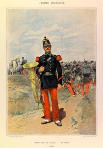 Typen und Uniformen der französischen Armee von Hauptmann Jules Richard, illustriert von Edouard Detaille: Linieninfanterie: Musiker 1885