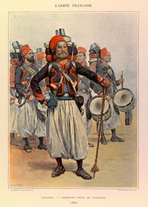 Typen und Uniformen der französischen Armee von Hauptmann Jules Richard, illustriert von Edouard Detaille: Zouaven: Trommler in Landestracht 1886