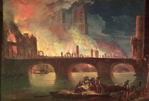 Ein Brand im Hotel-Dieu im Jahr 1772 von Jean Baptiste Genillion