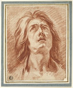 Not: Kopf einer Frau, die nach oben schaut von Jean Baptiste Greuze
