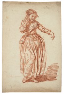Mädchen steht, rechte Hand am Ohr von Jean Baptiste Greuze