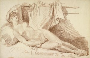 Liegender weiblicher Akt: Studie für "Aegina besucht von Jupiter" von Jean Baptiste Greuze