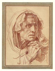 Studie des Kopfes einer alten Frau von Jean Baptiste Greuze