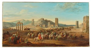 Zwei Karawanen am Eingang zum Tal, das nach Palmyra führt