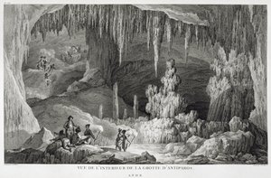 Ansicht des Inneren der Grotte von Antiparos, graviert von Jean Baptiste Tillard (1740-1813) von Jean Baptiste Hilair