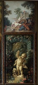 Türpaneel des Salons des Graveurs Gilles Demarteau: Das Opfer am Altar der Liebe und Liebe mit Trauben
