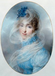 Porträt von Königin Hortense de Beauharnais (1783-1837). Sie ist die Tochter der Kaiserin Josephine de Beauharnais und die Mutter des zukünftigen Napoleon III. Aquarell von Jean Baptiste Isabey (1767-1855) 1813. Malmaison, Musée du Château