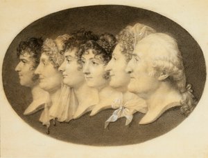 Profilporträt von Augustin und seiner Familie von Jean Baptiste Jacques Augustin