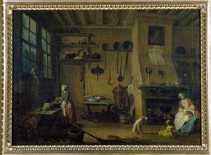 Bürgerliche Küche - Gemälde von J.B. Lallemand (1716-1803), späte 17. Jahrhundert, Museum der Schönen Künste von Dijon. von Jean Baptiste Lallemand