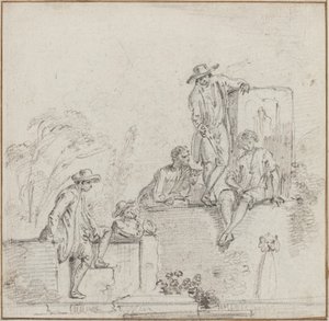 Figuren, die um einen Brunnen sitzen