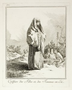 Kopfschmuck für Mädchen und Frauen im Sommer, Platte drei aus Verschiedene Trachten der Völker des Nordens von Jean Baptiste Le Prince