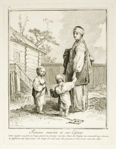 Verheiratete Frau und ihre Kinder, Platte fünf aus Divers Habillements des Peuples du Nord von Jean Baptiste Le Prince
