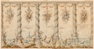 Zeichnung, Entwurf für einen Wandteppich gewidmet dem Landleben, 1780–95 von Jean Baptiste Marie Huet