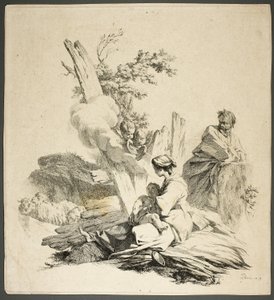 Heilige Familie mit Engeln von Jean Baptiste Marie Pierre