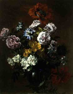Stillleben mit Blumen in einer Glasvase von Jean Baptiste Monnoyer