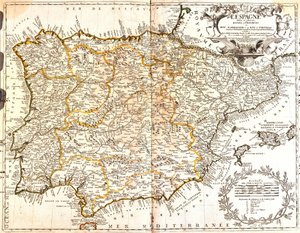 Karte von Spanien und Portugal von Jean Baptiste Nolin