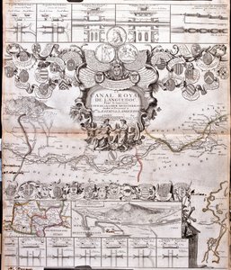 Karte des Canal du Midi mit seinen Aquädukten von Jean Baptiste Nolin