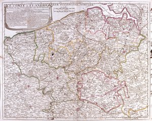 Karte der Grafschaft Flandern (heutiges West- und Ostflandern von Belgien)