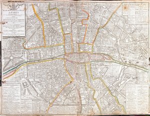 Routenkarte von Paris und seinen Vororten von Jean Baptiste Nolin