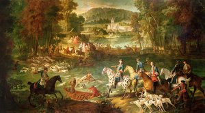 Jagd am Saint-Jean-Teich im Wald von Compiègne, vor 1734 von Jean Baptiste Oudry