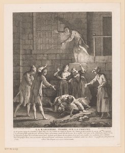 Mann fällt auf eine Ziege von Jean Baptiste Oudry