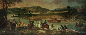 Hirschjagd in der Oise in Sichtweite von Compiègne, nahe Royallieu, 1737 von Jean Baptiste Oudry