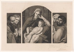 Triptychon: Maria mit Christus auf dem Schoß und zwei Gruppen von zwei Aposteln von Jean Baptiste Pierre Michiels (signed by artist)