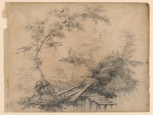 Zeichnung, Chinoiserie-Fantasie, ca. 1780 von Jean Baptiste Pillement