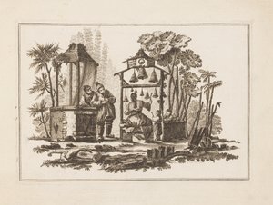 Figur, die Glocken spielt, aus "Nouveau Cahier de Six Feuilles De Différents Sujets Chinois Historiés"