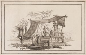 Figuren, die Treppen zum Altar hinaufsteigen