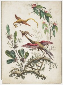 Ornament. Chinoiserie. Blumen und Vögel., 1770 von Jean Baptiste Pillement