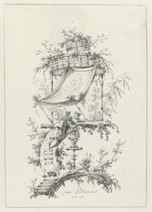 Ornamentale Komposition im Chinoiserie-Stil (Ornamentale Entwürfe im Chinoiserie-Stil für Deuxième Cahier de six Baraques Chinoises) von Jean Baptiste Pillement