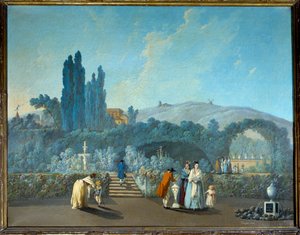 Ansicht der Gärten von Benfica in Lissabon im Jahr 1785 Aquarell von Jean Pillement (1728-1808) 1785 Paris, Dekorative Künste
