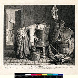 La Fontaine, graviert von Charles Nicolas Cochin I von Jean Baptiste Simeon (after) Chardin