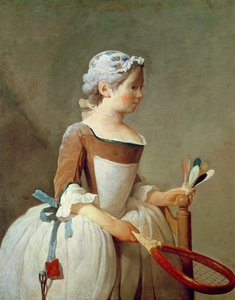 Mädchen mit Schläger und Federball, ca. 1740 von Jean Baptiste Simeon Chardin