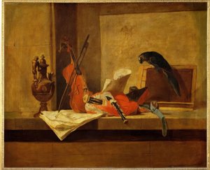 Musikinstrumente und Papagei