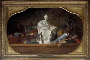 Die Attribute der Künste Allegorie der Künste mit Bildhauerwerkzeugen, Statuette von Jean Baptiste Simeon Chardin