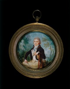 Porträtminiatur eines jungen Gentlemans namens Mr. Videl, sitzend in Dreiviertellänge von Jean Baptiste Soyer