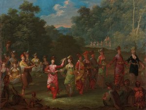 Griechische Männer und Frauen tanzen den Khorra, ca. 1720-37