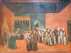 Sultan Ahmed III. empfängt einen europäischen Botschafter, ca. 1725 von Jean Baptiste Vanmour