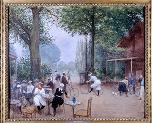 Chalet des Zyklus im Bois de Boulogne, um 1900 - Aquarell von Jean Beraud (+ 1935). Seals Museum